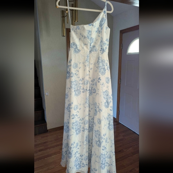 AW Bridal Elegant Blue Floral Maxi Dress Size 2 - Picture 6 of 7